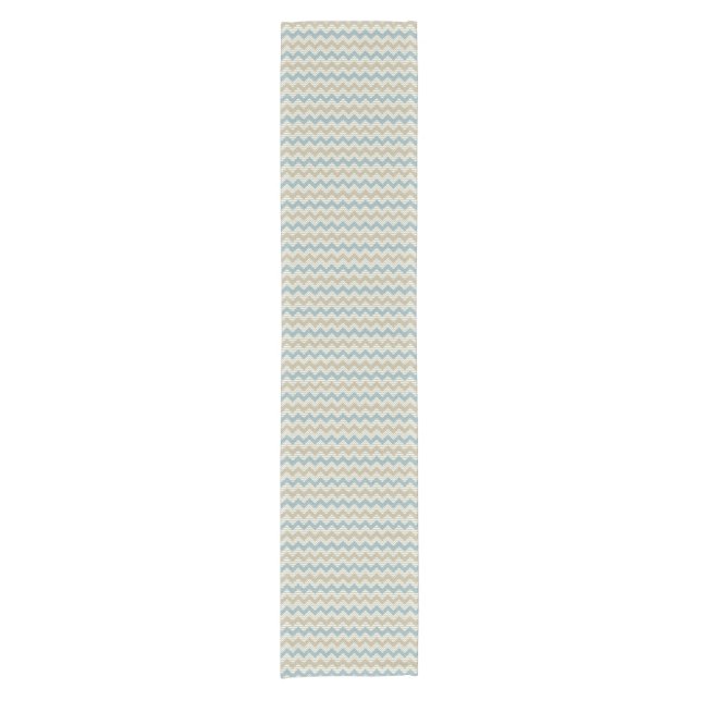Chevron pattern on linen texture short table runner (Front)