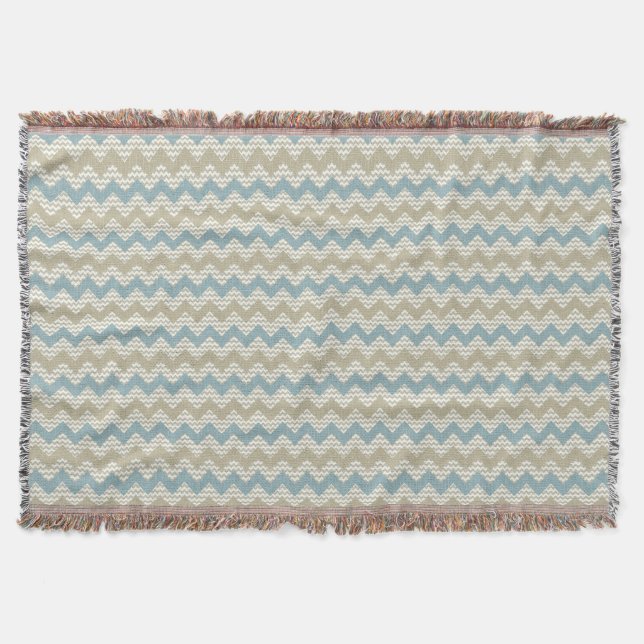 Chevron pattern on linen texture throw blanket (Front)