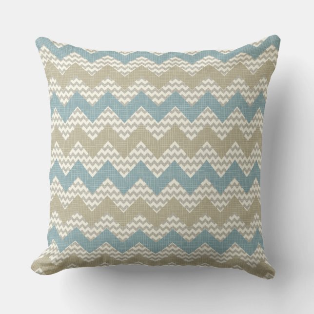 Chevron pattern on linen texture throw pillow (Front)