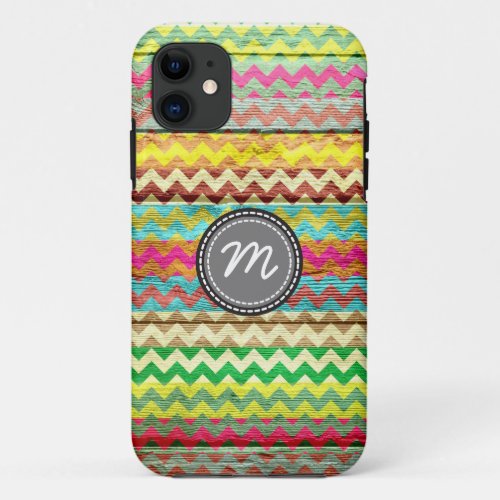 Chevron pattern on vintage wood 3 iPhone 11 case