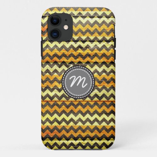 Chevron pattern on vintage wood 5 iPhone 11 case