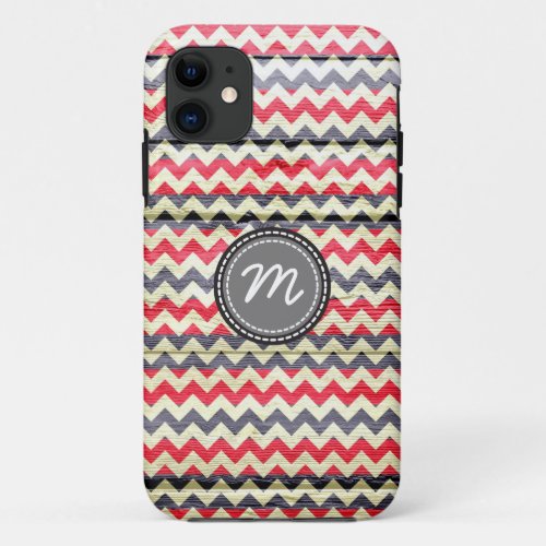 Chevron pattern on vintage wood 8 iPhone 11 case