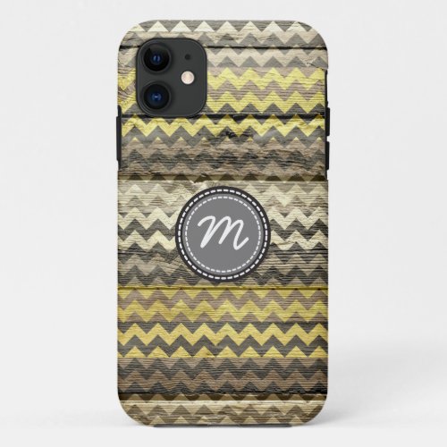 Chevron pattern on vintage wood 9 iPhone 11 case