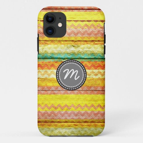 Chevron pattern on vintage wood iPhone 11 case