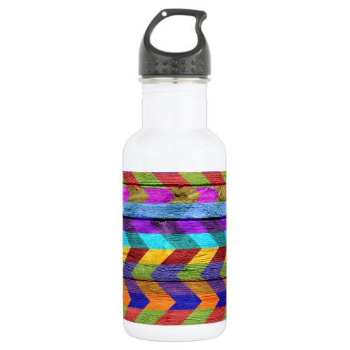 Chevron Pattern On Wood Texture 10 Stainless Steel Water Bottle