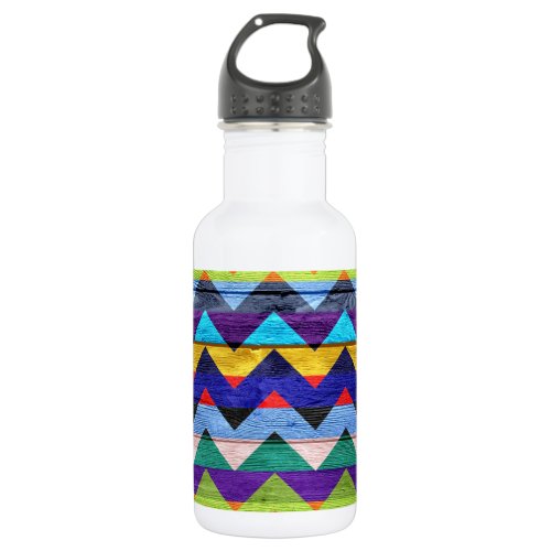 Chevron Pattern On Wood Texture 2 Water Bottle