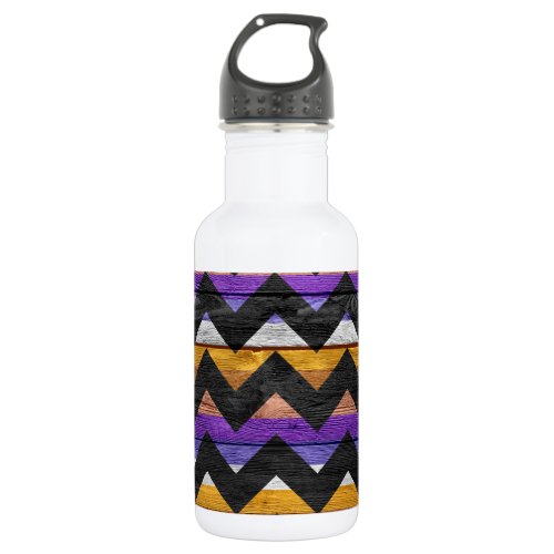 Chevron Pattern On Wood Texture 3 Water Bottle