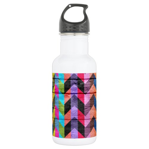 Chevron Pattern On Wood Texture 4 Stainless Steel Water Bottle