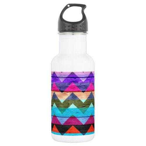 Chevron Pattern On Wood Texture 6 Water Bottle