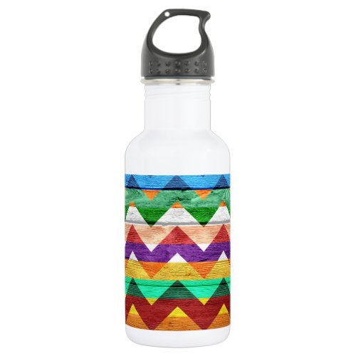 Chevron Pattern On Wood Texture 7 Water Bottle