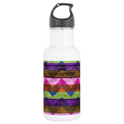 Chevron Pattern On Wood Texture 8 Stainless Steel Water Bottle