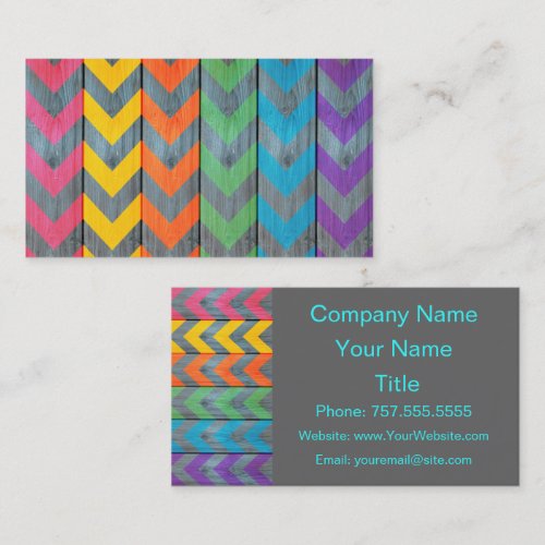 Chevron Pattern On Wood Texture Business Cards