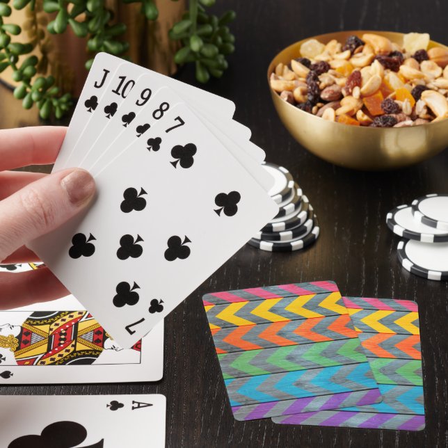 Chevron Pattern On Wood Texture by Shirley Taylor Poker Cards (In Situ)