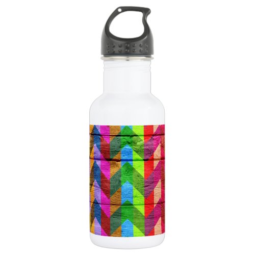 Chevron Pattern On Wood Texture Stainless Steel Water Bottle