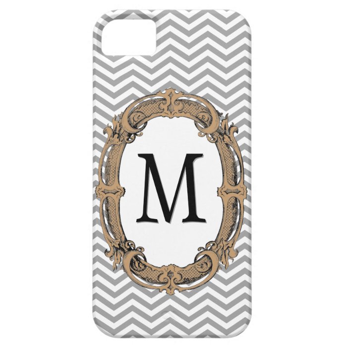 Chevron Pattern, Ornate Framed Monogram iPhone 5 Cases