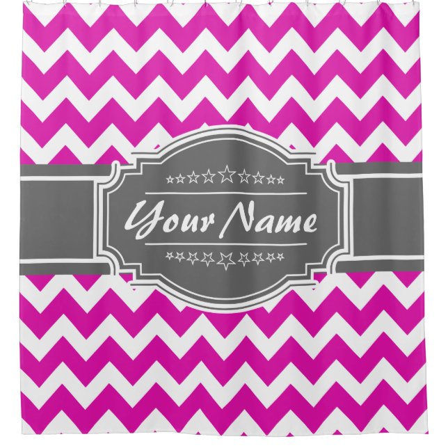 Chevron Pattern Personalized Shower Curtain #13 (Front)