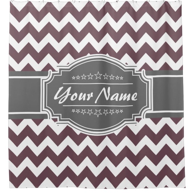 Chevron Pattern Personalized Shower Curtain #4 (Front)