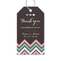 Chevron Pattern Pink and Blue Wedding Gift Tag