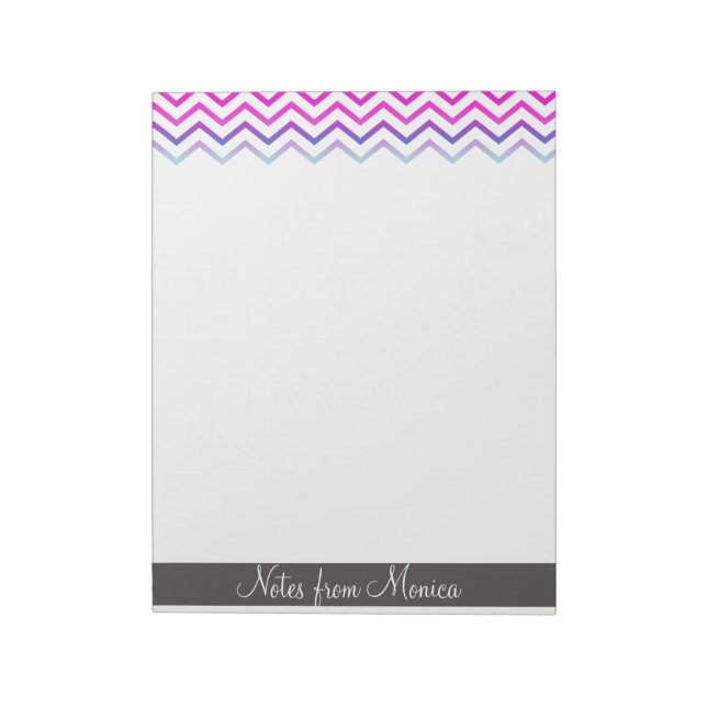 Chevron Pattern Pink Personalized Memo Monogram Notepad (Rotated)