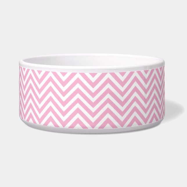 Chevron Pattern Pink White ZigZag Vintage Retro Bowl (Front)