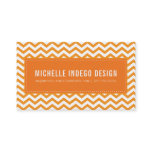 CHEVRON PATTERN preppy modern bright bold orange Business Card