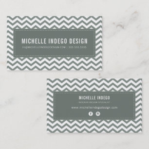 CHEVRON PATTERN preppy modern cool grey gray Business Card