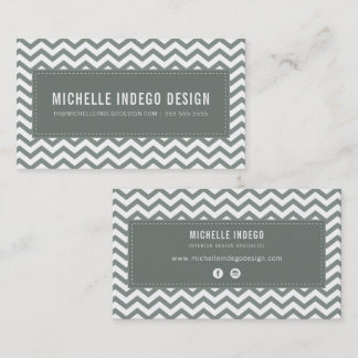 CHEVRON PATTERN preppy modern cool grey gray Business Card