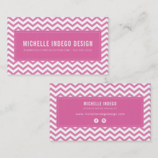 CHEVRON PATTERN preppy modern pretty candy pink Business Card