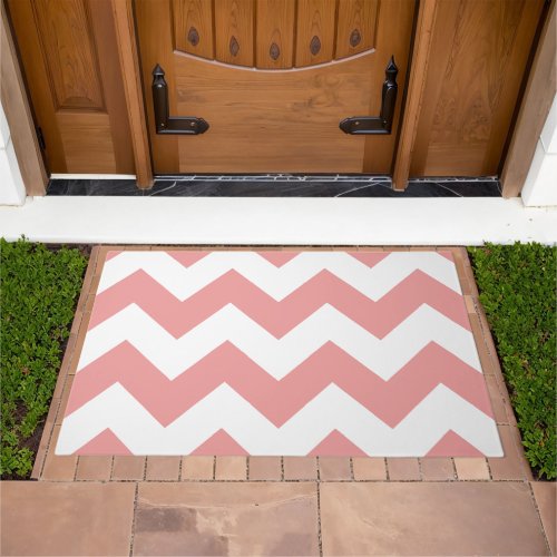 Chevron Pattern Pretty Pink and White Doormat
