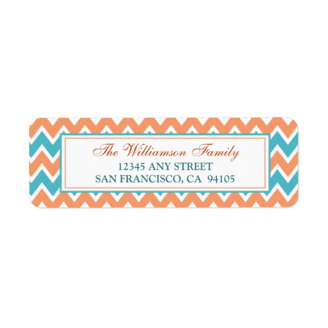 Chevron Pattern Return Address Labels (coral) (Front)