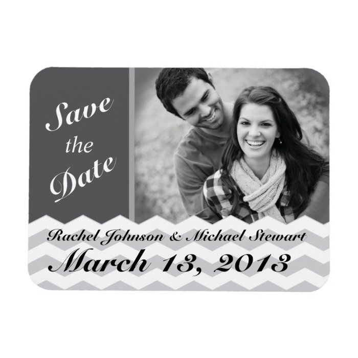 Chevron Pattern Save the Date Wedding Magnet