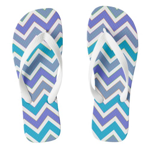 Chevron Pattern Shades of Blue Flip Flops