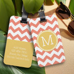 Chevron Pattern Single Monogram - Coral and Lemon Luggage Tag<br><div class="desc">Travel in style with this colorful design and an area for monograms. If you need to adjust the artwork or change the font,  you can click on the customize area. This will take you to the design tool where you can make many changes.</div>