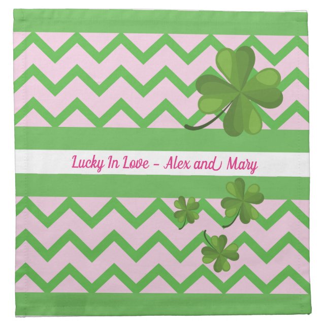 Chevron Pattern, St. Patrick, Shamrock Napkins (Front)