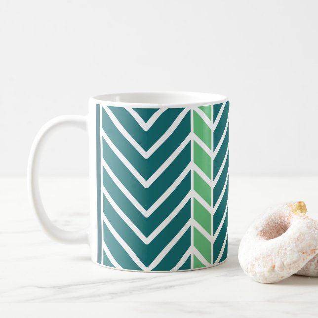 Chevron Pattern Teal Coffee Mug (With Donut)