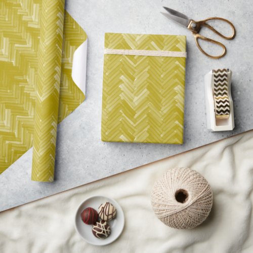 Chevron Pattern Vintage Gold Wrapping Paper