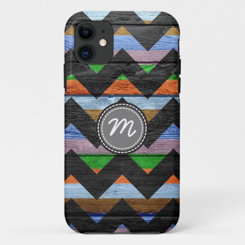 Chevron pattern vintage wood iPhone 11 case