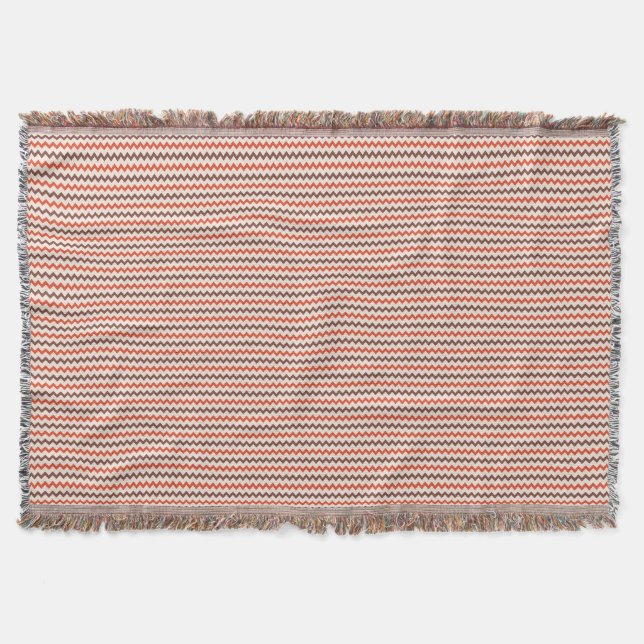 Chevron pattern warm red brown on pastel pink throw blanket (Front)