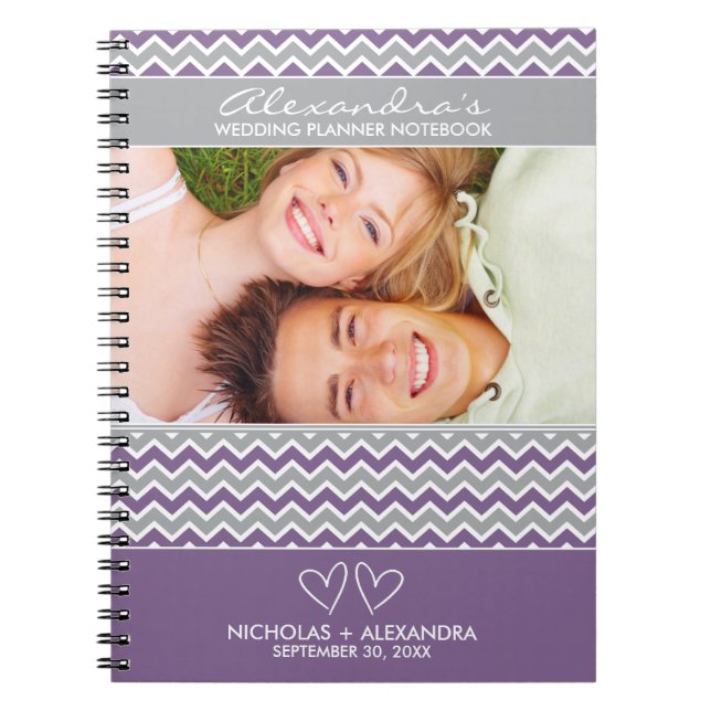 Chevron Pattern Wedding Planner Notebook (purple) (Front)