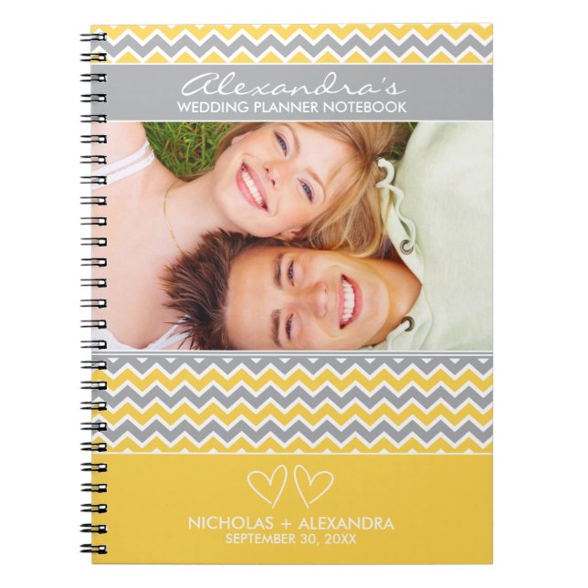 Chevron Pattern Wedding Planner Notebook (yellow) (Front)