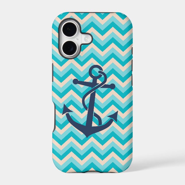 Chevron Pattern with Anchor Iphone Case (Back)