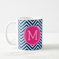 Personalized Coffee Mugs - Preppy Chic Chevron