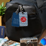 Chevron Pattern with Monogram - Navy Red Luggage Tag<br><div class="desc">Travel in style with this colorful design and an area for monograms. If you need to adjust the artwork or change the font,  you can click on the design tool where you can make many changes.</div>