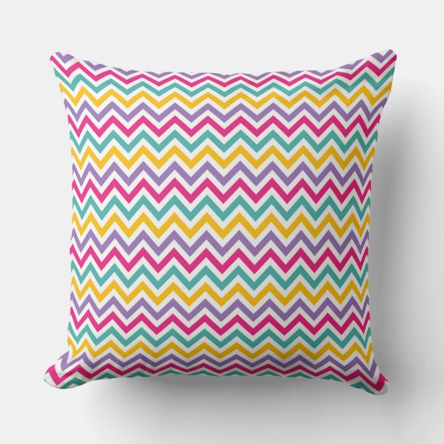  Chevron Pattern with Teal and Purple Stripe Throw Pillow (Front)