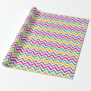 Chevron Pattern with Teal and Purple Stripe Wrapping Paper