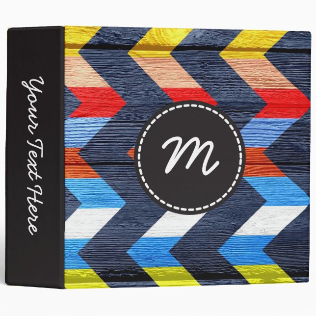 Chevron pattern wooden 3 ring binder (Front/Spine)