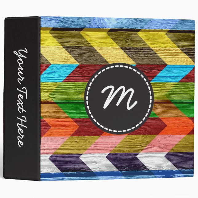 Chevron pattern wooden #4 binder (Front/Spine)