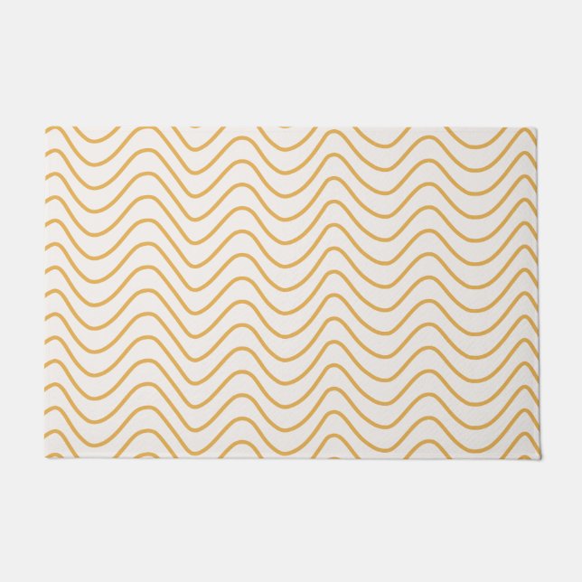 Chevron Pattern Yellow And Cream Zigzag Doormat (Front)