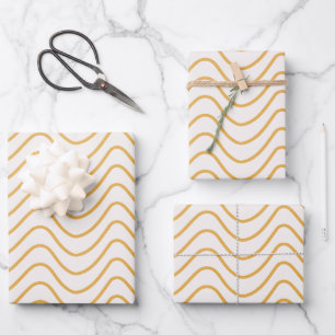 Chevron Pattern Yellow And Cream Zigzag Wrapping Paper Sheets