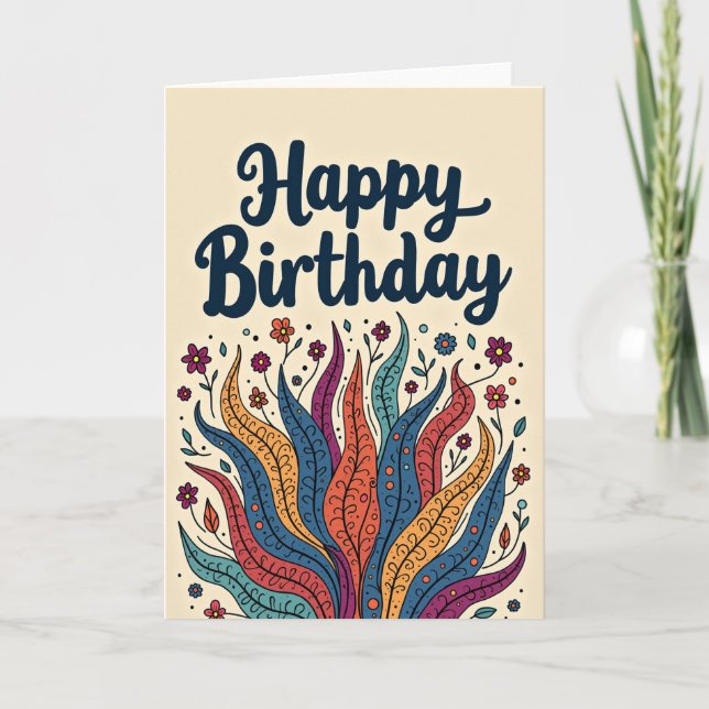 Chevron Patterned Bloom Card (Front)